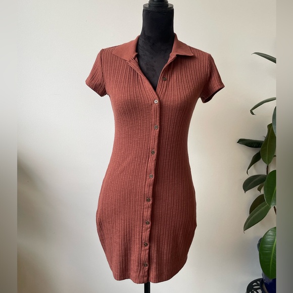 Wild Fable Button-Front Ribbed Mini Dress – XS - Picture 2 of 5